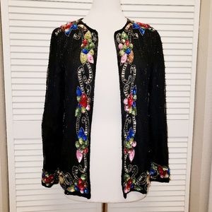 FELICITY Vintage Beaded Silk Evening Jacket. S/P